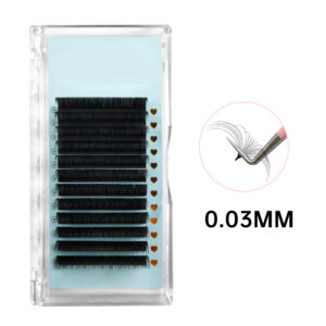 0.03mm matte finish tightly packed lashes with single stranded round fibers